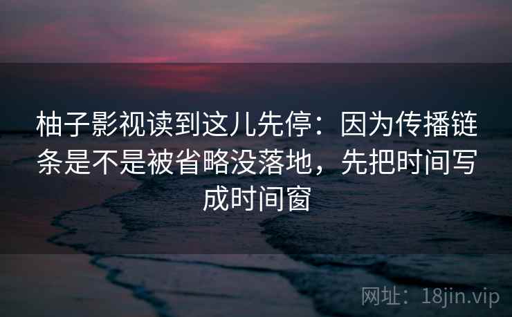 柚子影视读到这儿先停:因为传播链条是不是被省略没落地,先把时间写成时间窗